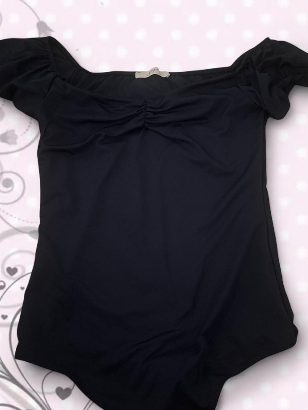 Navy blue Off-Shoulder Ruched Bodysuit
